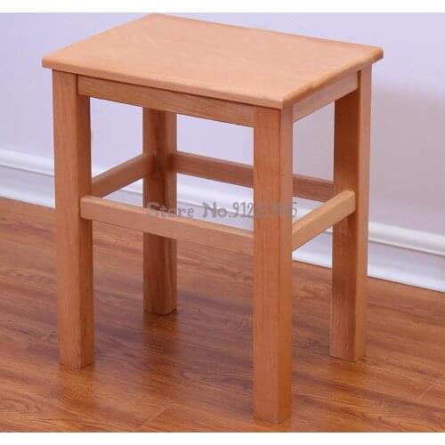 Square Stool Wooden Stool Solid Wood High Stool Household Household Adult Wooden Stool Log Square Stool