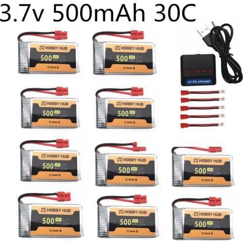 3.7V 500mAh 30c lipo Battery +5in1 Charger for X5HW X5HC X5UC X5UW RC Drone Quadrocopter spare parts 3.7v 802540 Battery 10PCS