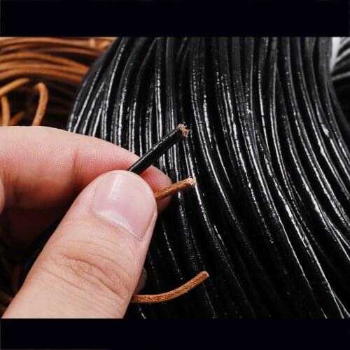 2m/5m/roll DIY Handmade Jewelry Material Leather Frosted Cowhide Three-color Round Cowhide Clothing Bracelet Accessories 1-6mm