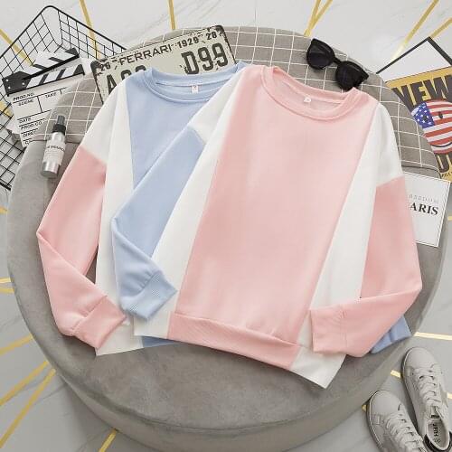 Cute Pink Women Sweatshirt Solid Hoodies Harajuku Tops Winter Patchwork Hoodies for Ladies Kpop Oversized Sweatshirts Pullover