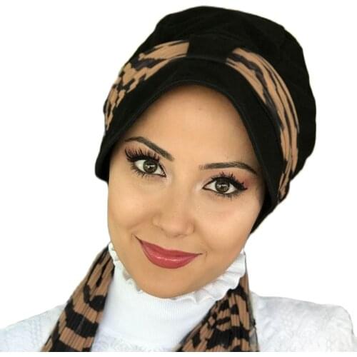 Islamic Fashion Muslim Women Hijab 2021 Trend Scarf Buckle Ready Sal Black Tek Biritli Scarf Hat