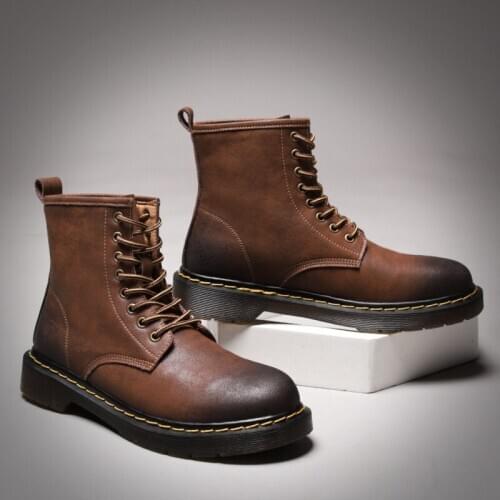 Men Outdoor Winter Snow Ankle Boots Martin Non-slip Short Plush Warm Walking Male Casual Flat Shoes Sneakers Fashion Lace Up