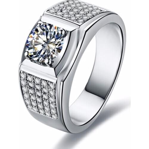 Men Jewelry Diamond Carbon Ring for Women Moissanite Semi Mount 1CT Test Positive White Gold Engagement Ring Husband Jewelry