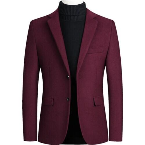 Mens Blazer Jacket Coat Slim Fit Male Solid Color Suit Mens Formal Thicken Coat Jacket Single Suit Men Trendy Business Jackets