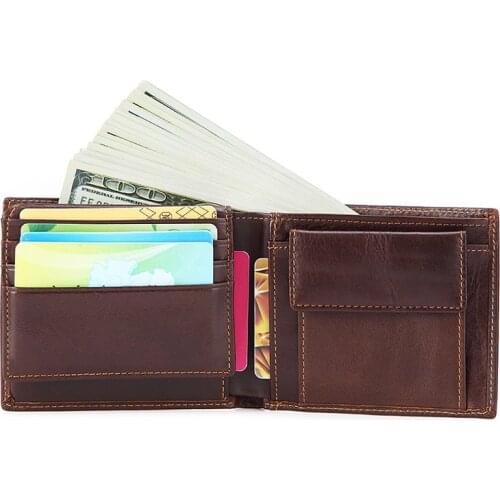 European style short Mens wallet Genuine Leather wallet men Vintage Business Purse for men high quality mens leather wallet