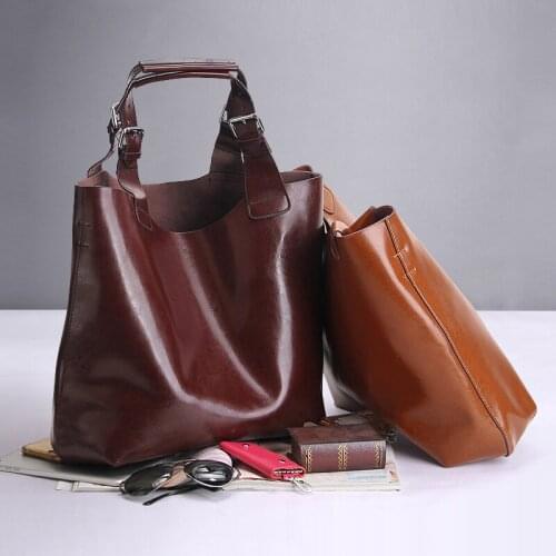 New arrival Designer genuine leather women Handbags High Quality Oil Wax Cow Leather bags for women Fashion shoulder bags female