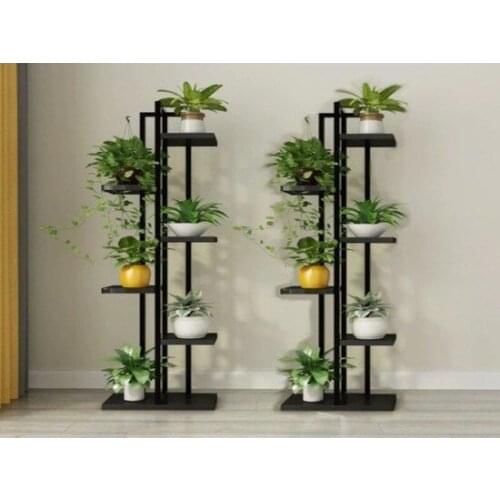 Modern New Home Decor Decorative Metal Body 7 Compartments Black Wood Flower bed coffe table table basse