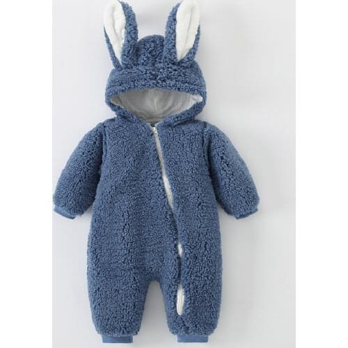 New Born Baby Clothes for Girls Thickened Hooded Zipper Rompers Playsuits 2021 Autumn Winter New Cashmere Boy Baby Onesie