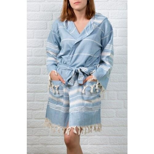 Pestemal Bathrobes 100 Cotton Blue women men bath Turkish made 4 seasons seafood pool spa beach