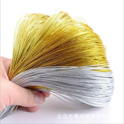 100 M Length 1 mm Width Polyester Gold Silver Thread For Gift Wrapping Card Tag Line Garment Bag Hang Tag Sling
