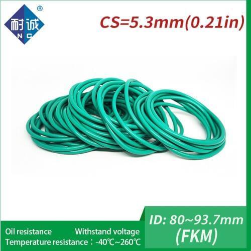 1PC/lot fluoro Rubber Ring Green FKM O ring Seals Thickness 5.3mm ID80/82.5/85/87.5/90/92.5/93.7mm Rubber O-Rings Fuel Washer