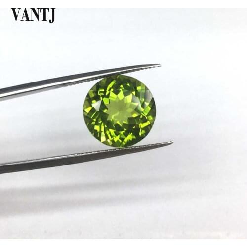 VANTJ Real Natural Peridot Loose Gemstone Big Size Round 12mm For Silver Gold Women Jewelry Random Delivery