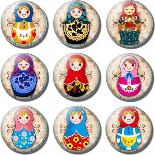 Russian Doll 30MM Fridge Magnet Cartoon Babushka Nesting Matryoshka Dolls Kids Gift Glass Magnetic Refrigerator Sticker Note