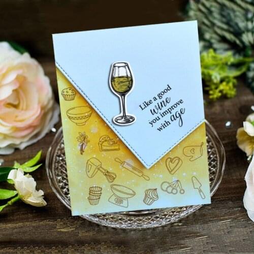 Red Wine Glass Flower Birthday Words Clear Stamp Diy Decoration Craft Scrapbooking Silicone Rubber Stamps