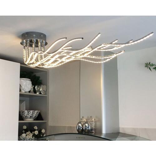 Modern simple personality aluminum wavy dining room Nordic living room creative branch ceiling light