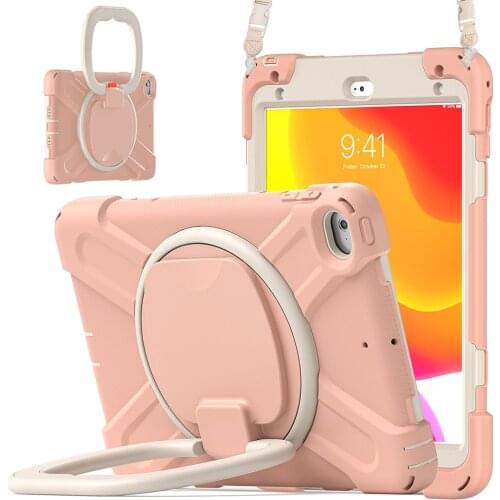 Heavy Duty Silicone Case with Rotatable Kickstand Shoulder Strap for iPad Mini 5 Shockproof Cover Mini 4 Kid Case+Pen