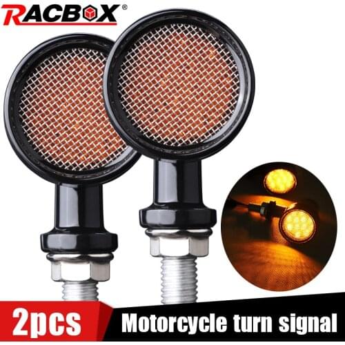 Universal Motorcycle Metal 12V LED Black Fitments Turn Signal lights 10 mm Bolt Thread Motorcycle flash grid lights