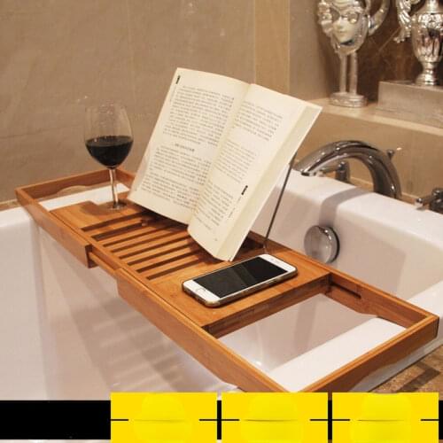 Extendable Bathroom Shelf Bathtub Tray Shower Caddy Bamboo Bath Tub Rack Towel Wine Book Holder Storage Organization Accessories