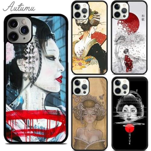 Japanese Geisha Phone Case for iPhone 11 12 Pro Max mini X XR XS SE 2020 5 6S 7 8 Plus Samsung Galaxy S8 S9 S10 Cover shell