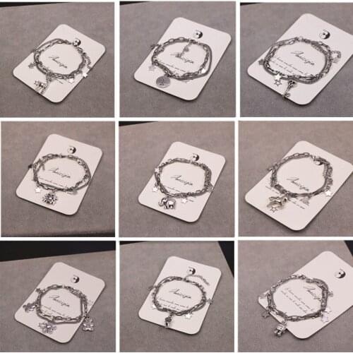 10pcs/lot Retro Mulitlayer Stainless Steel Heart Love Bracelets For Women Men Antique Silver Color Bangles Fashion Jewelry Party