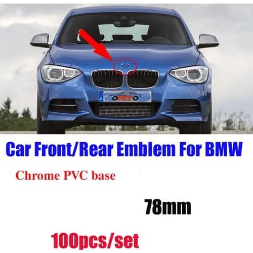 100pcs Blue white 78mm Front Bonnet Emblem Auto Head Hood Label Logo Cover 7.8cm Chrome PVC For BMW E38 E65 E66 E31 E53