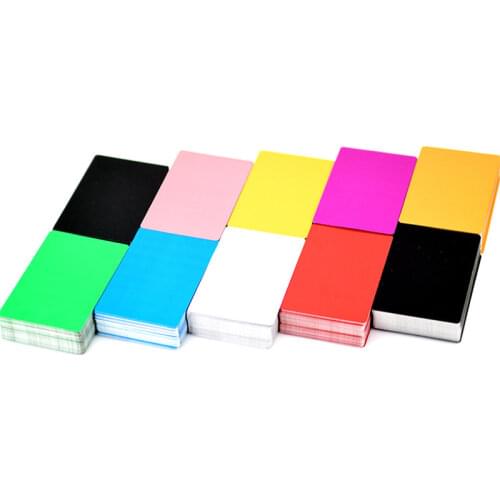 100 Pcs/Pack 5 Colors Black Silver Yellow Blue Aluminum Alloy Card Laser Engraved Metal Business Visiting Name Cards Blanks