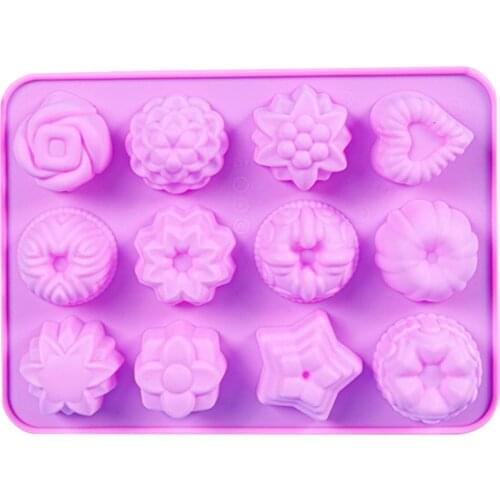 12 Cell Flower Shape Silicone Mold Diy Rose Fondant Cake Decoration Mould Handmade Candle Clay Creaft Tool kitchen supplies