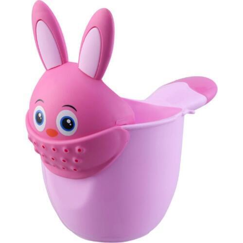 2019 Baby Cartoon Rabbit Bathing Cup Newborn Kid Shower Shampoo Cup Bailer Baby Shower Water Spoon Bath Wash Cup 2 Color