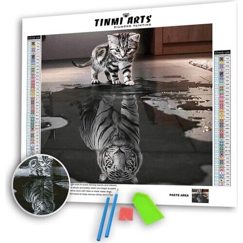 5D DIY Full Diamond Painting Cross Stitch Mosaic Diamond Embroidery Cats Tigers Needlework Patterns Rhinestone Paintings12"*12"