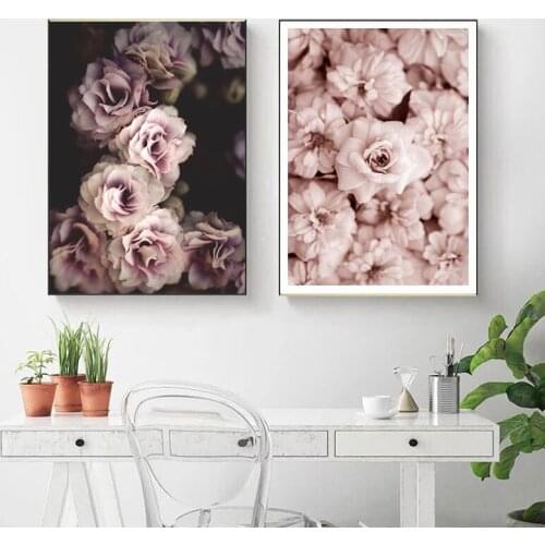 New DIY diamond painting nordic fashion living room decoration pink flower rhinestone embroidery wall art modern wall decoration