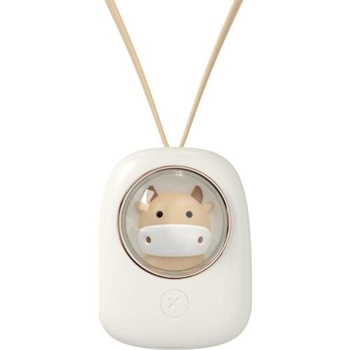 B2RC New Cute Hanging Neck Fan Rechargeable Mini USB Charging Portable Desktop Cartoon Rope Space Capsule Small Fan