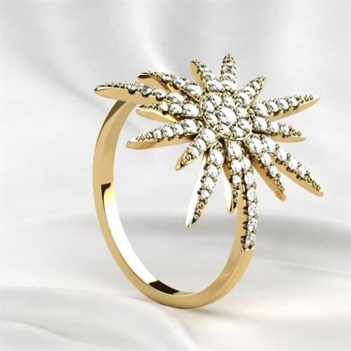 BAOSHINA Irregular Branch Gold Color Rhinestones Ring For Women Girls Wedding Engagement Party Jewelry Fashion Hand Accessories