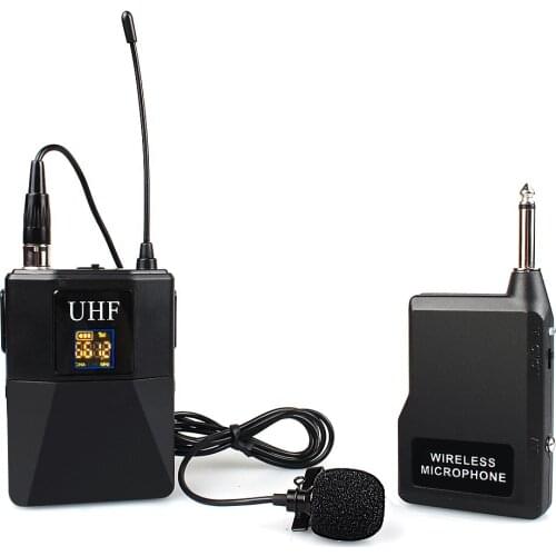 Wireless Lapel Microphone with UHF 48 Channels for Camera Phone Teacher Interview Church streaming Wireless Microphone