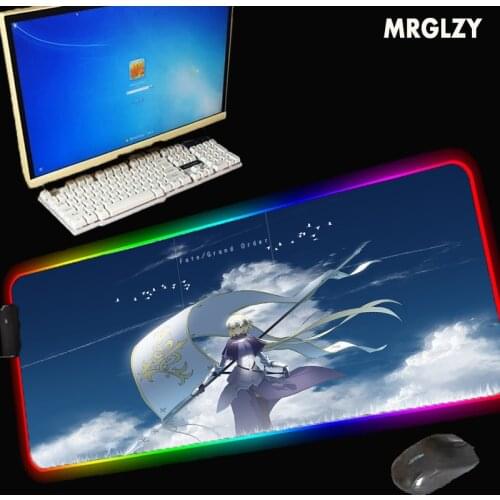 Large mouse pads anime RGB LED gaming lighting mousepad with USB port XXL waterproof and non-slip rubber base large keyboardmats