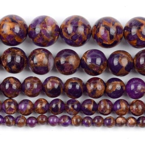 Natural Purple Cloisonne Stone Beads Round Loose Spacer Beads For Jewelry Making 4/6/8/10/12mm DIY Bracelet Handmade