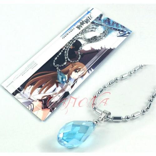 Cafiona Blue Rhinestone Pendant Necklace Sword Art Online Asuna Cosplay Jewelry