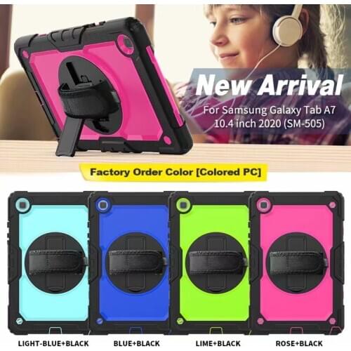Case for Samsung Galaxy Tab A7 10.4 2020 T500/T505 Tablet Kids Safe Shockproof Armor Cover Hand Strap Neck Strap for SM-T505
