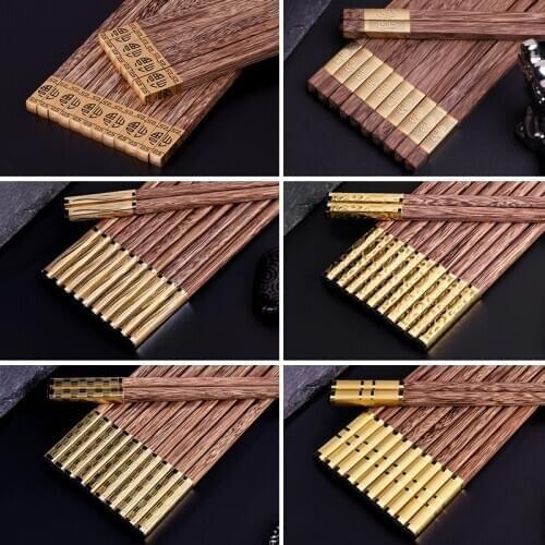 Wood Chopsticks Chinese Wooden Tableware Style Solid 10 Pairs Eco-Friendly Handmade No Paint No Wax Home Use Natural Chopsticks