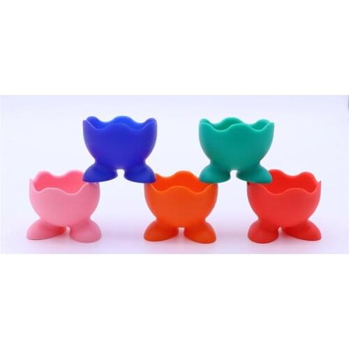 10pcs Silicone Egg Cup Holders Boiled Egg Serving Cups Practical Steamed Egg Tools Breakfast Kitchen Cooking Tools Random Color
