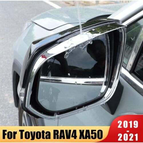ABS Plastic Car Side Door Rearview Mirror Block Rain Eyebrow Cover Trim Sticker Accessories For Toyota RAV4 XA50 2019 2020 2021