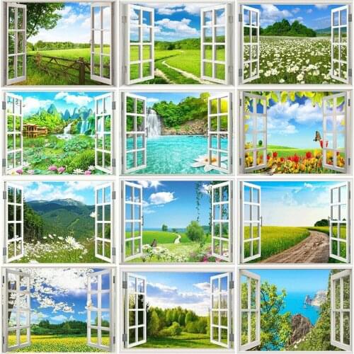 Evershine Diamond Embroidery Summer Scenery Diamond Painting Window Full Square Round Mosaic Sale Rhinestones Art Home Decor