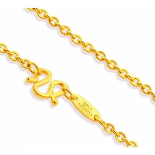 Hot sale Authentic 999 Solid 24K Yellow Gold Necklace/ Carved O Shape Link Chain / 2.58g