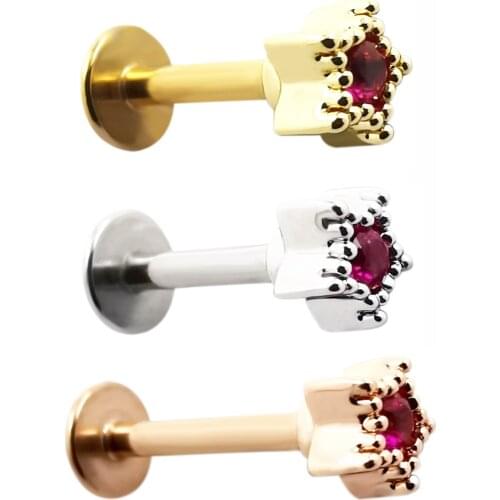 JHJT 1PC 16G 6/8mm Star CZ Gem Labret Lip Stud Rings Earrings Ear Helix Lip Piercing Flat Cartilage Tragus Body Jewelry