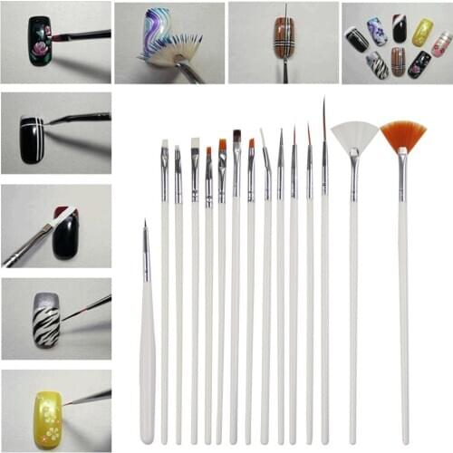 15pcs/lot Nail Art Brushes Set Dotting Tools Decorations Gel Painting Pen Nail Brush Nail Equipment Drawing Tool RB63
