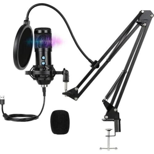 Microphone Set,Podcast Condenser Microphone,for Computer,Plug and Play Microphone,with Arm Shock-Proof,for Games,Etc