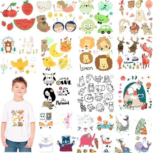 Animals Cartoon Sticker fruits plant little cute Heat-sensitive patches Thermal Stickers Heat Transfer PVC Patch Iron on patches
