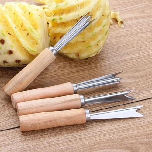 200pcs Stainless Steel Pineapple Knife Household Portable Pineapple Peeler V-shaped Eye Fork Pineapple Shovel NO140