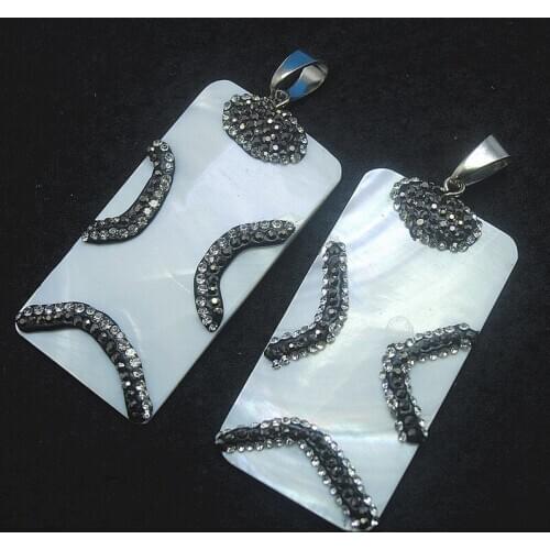 Shell pendants rectangle shape with rhinestone women pendants diy jewelry findings accessories new arrival items good items