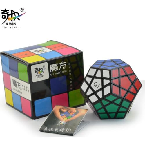 QJ Megaminxed Magic Cube with Sticker Black Cube Puzzle 3x3 Wumofang Speed Cube Game Learning Educational Toys for Children