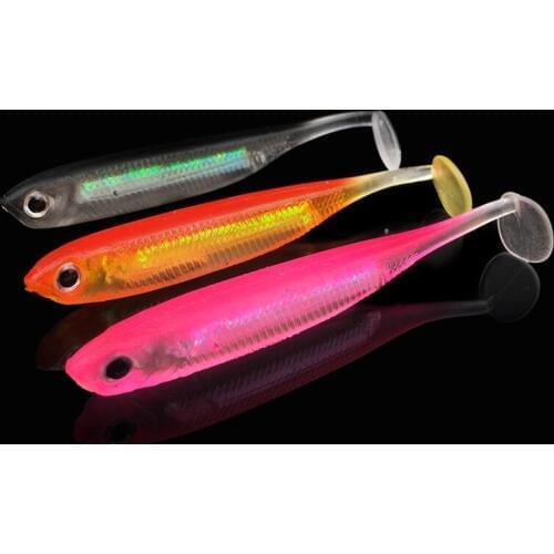 1pcs T-tail soft fish 7.5cm/2.2g rainbow fish comes with aluminum foil multicolored tube PVC simulation soft bait fishing lures